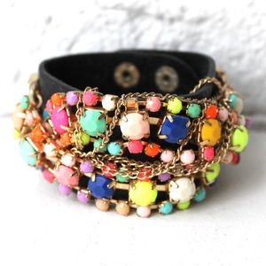 Neon Stone Cuff Bracelet